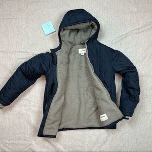 Boys navy blue puffy fleece lined jacket